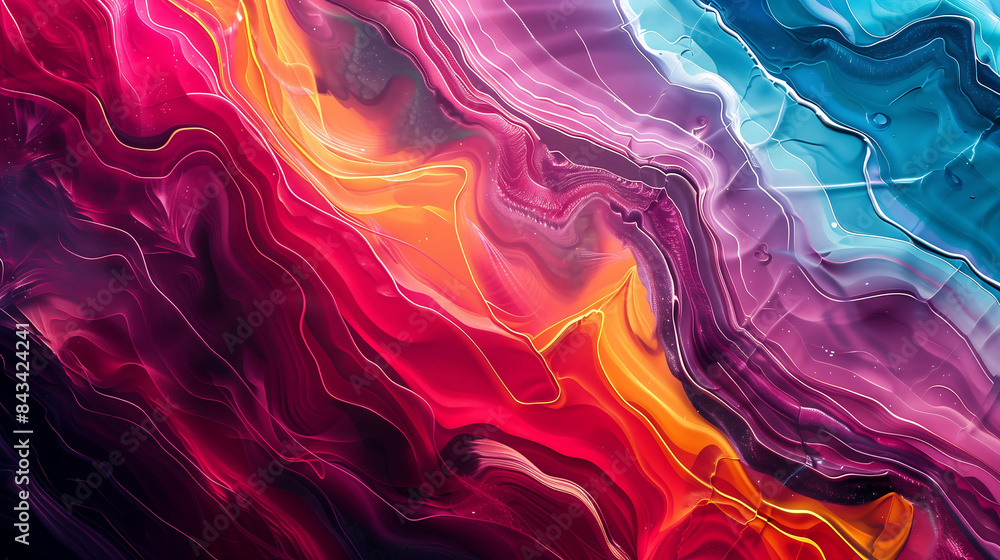 An abstract landscape of flowing lines and bright, bold colors An abstract landscape of flowing lines and bright, bold colors