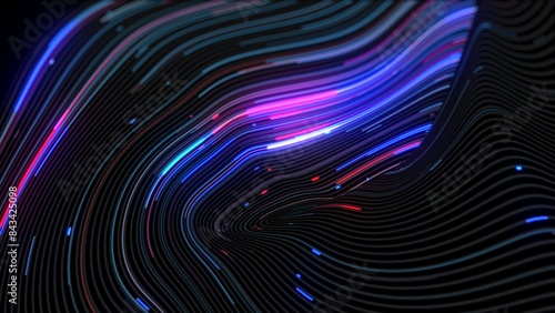 Digital River: Data Flowing Through Fiber Optics.
A digital river of data flows through fiber optics, visualized as a mesmerizing array of colorful lines and curves against a dark backdrop.