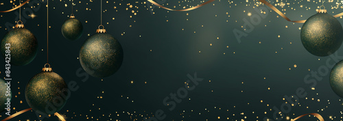 Christmas and New Year banner  background with Christmas green balls 
