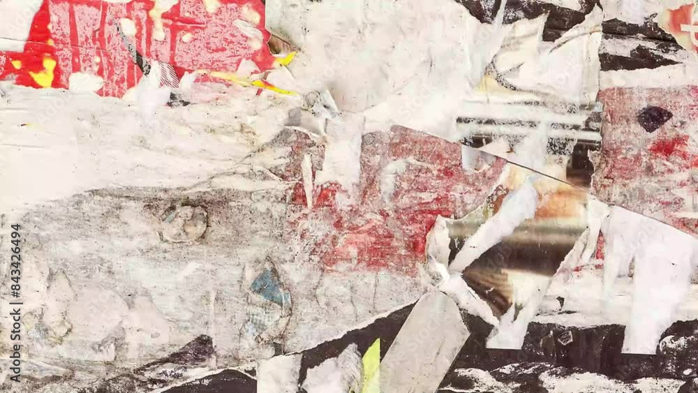 Old grunge ripped torn collage posters creased crumpled paper placard texture background.Area with torn down posters for backgrounds Old grunge ripped torn collage posters creased crumpled paper placard texture background.Area with torn down posters for backgrounds