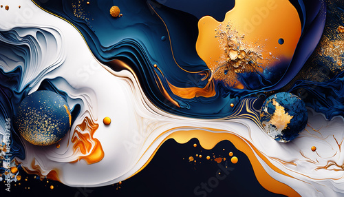 Beautiful multicolor  paint splashing surface. Abstract colorful illustration. Generative AI	