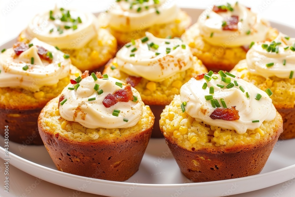 Bacon Corn Muffins with Savory Cream Cheese Topping Bacon Corn Muffins with Savory Cream Cheese Topping