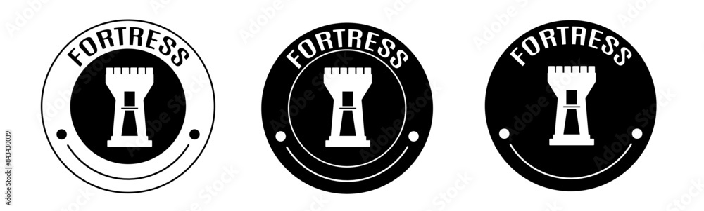 Black and white illustration of fortress icon in flat. Stock vector. Black and white illustration of fortress icon in flat. Stock vector.
