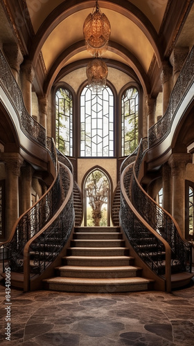  an palatial entry way with a big staircase in the front