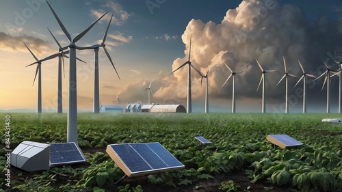 solar panels and turbines