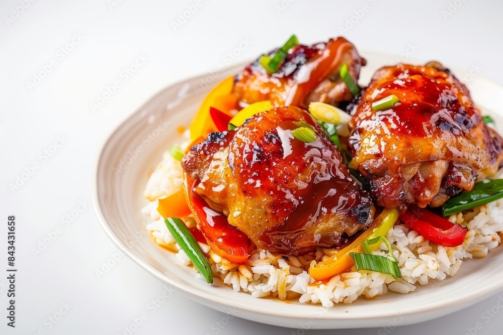 Artfully Presented Sweet-and-Sour Chicken with Fresh Veggies Artfully Presented Sweet-and-Sour Chicken with Fresh Veggies