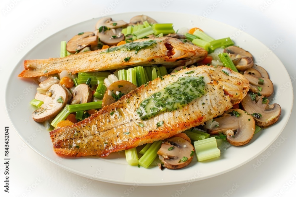 Herb-Infused Baked Tilapia With Sautéed Mushrooms and Scallions Herb-Infused Baked Tilapia With Sautéed Mushrooms and Scallions