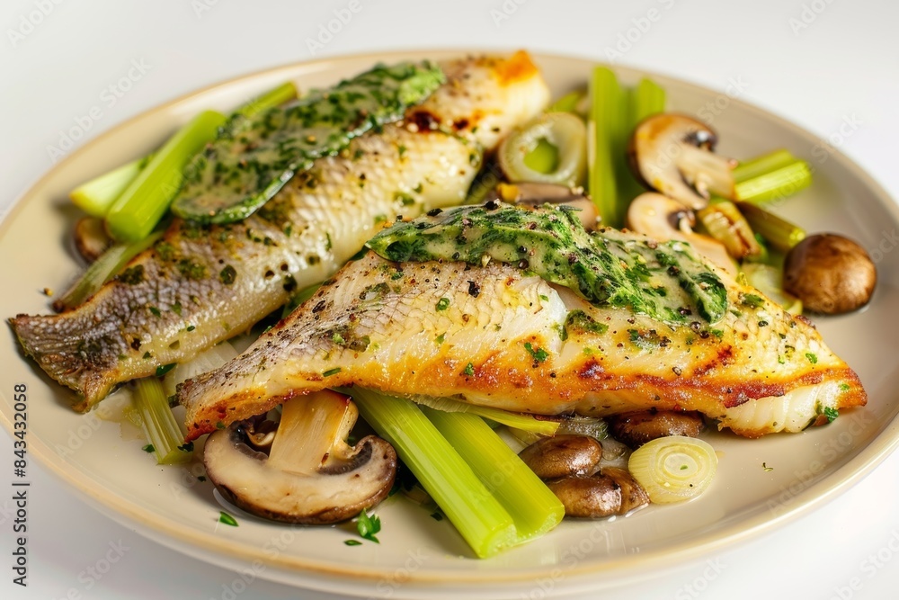 Herb-Infused Baked Tilapia With Sautéed Mushrooms and Scallions Herb-Infused Baked Tilapia With Sautéed Mushrooms and Scallions
