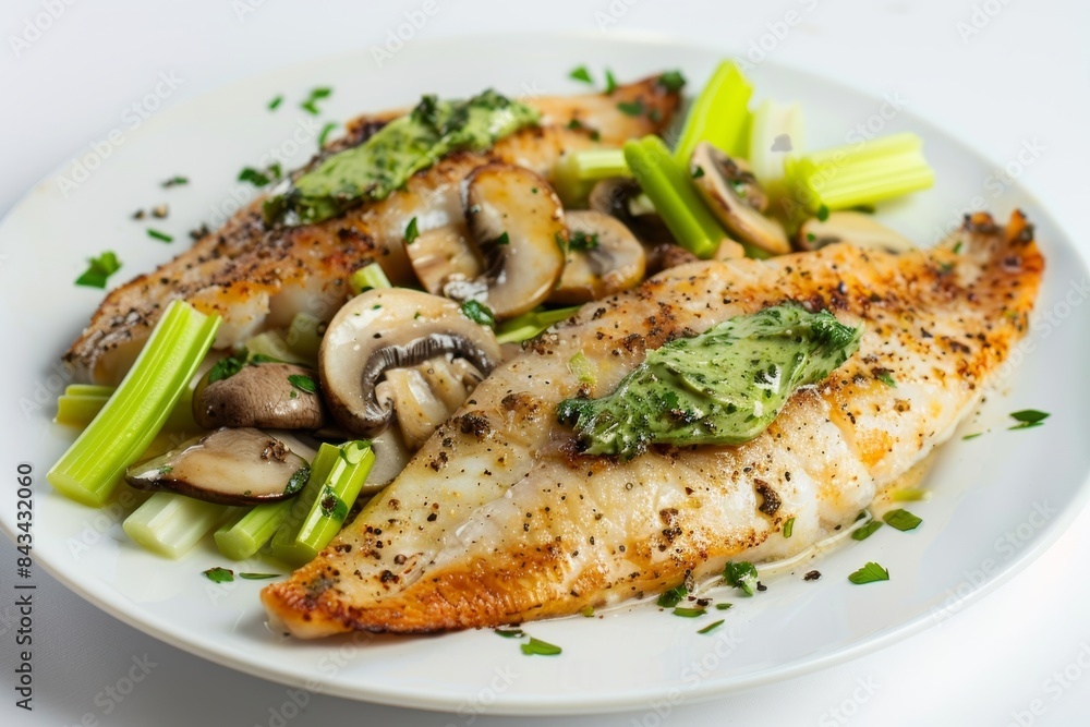 Tilapia with Tarragon Herb Butter and Colorful Sautéed Vegetables Tilapia with Tarragon Herb Butter and Colorful Sautéed Vegetables