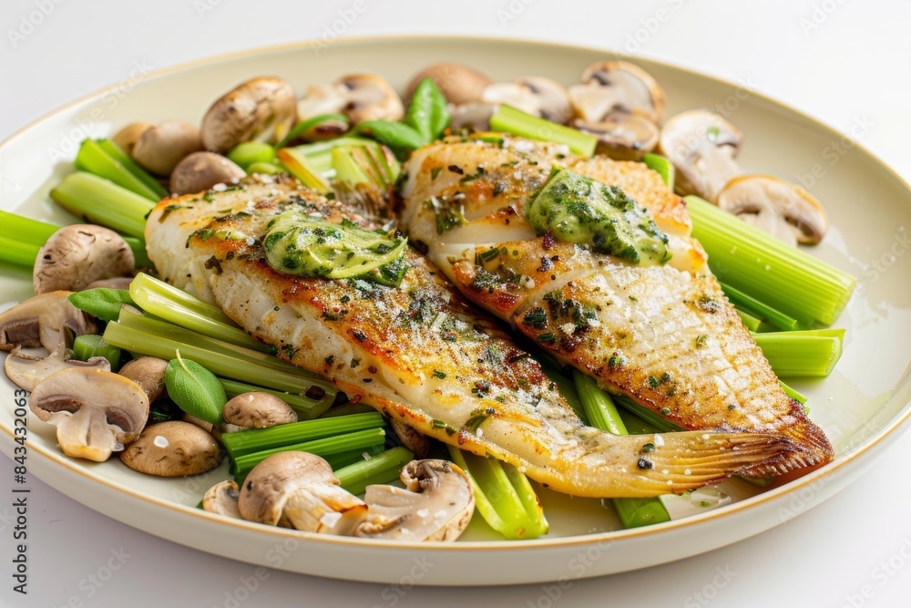 Baked Tilapia With Herb Butter and Sautéed Vegetables Baked Tilapia With Herb Butter and Sautéed Vegetables
