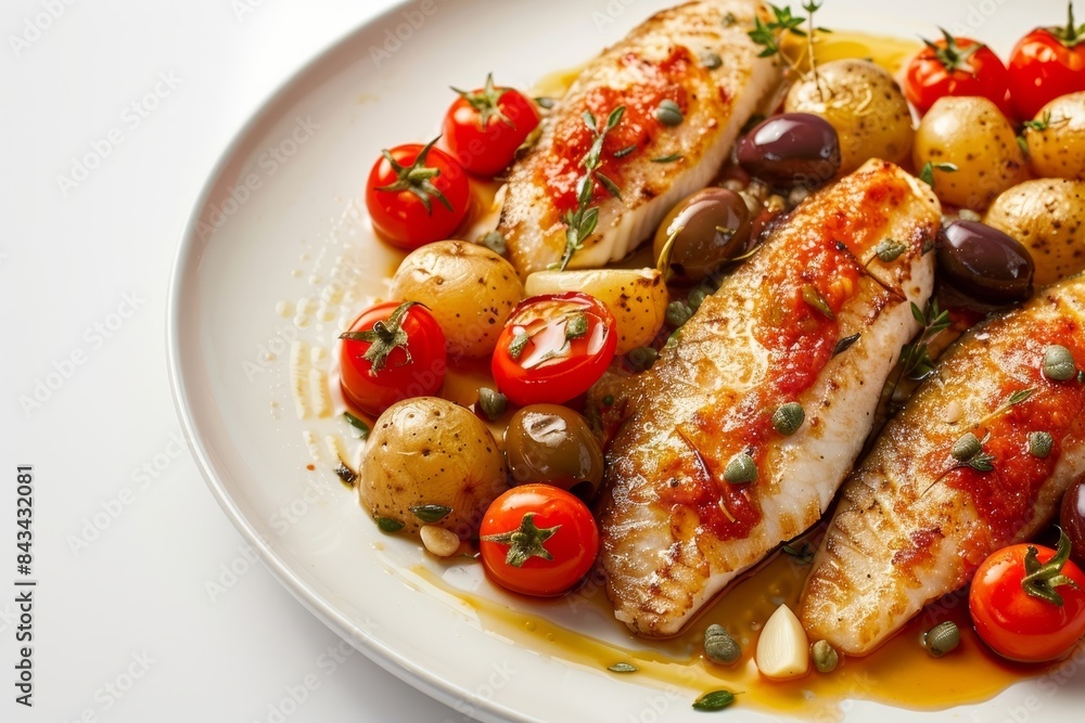 Delicious Baked Tilapia with Cherry Tomatoes and Roasted Potatoes Delicious Baked Tilapia with Cherry Tomatoes and Roasted Potatoes
