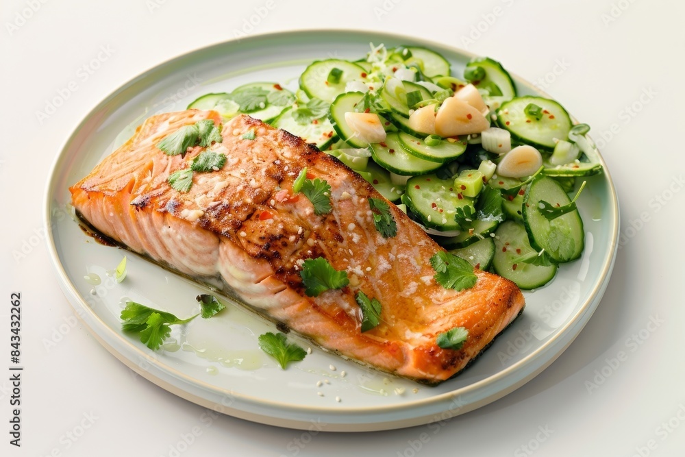 Succulent Baked Salmon and Fresh Cucumber Salad Succulent Baked Salmon and Fresh Cucumber Salad