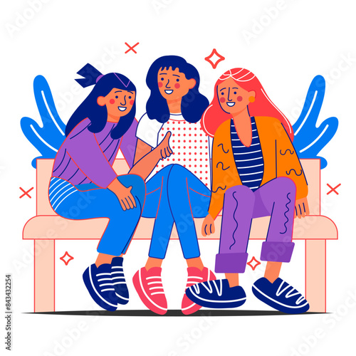 A group of three friends gathered and chatting on Friendship day