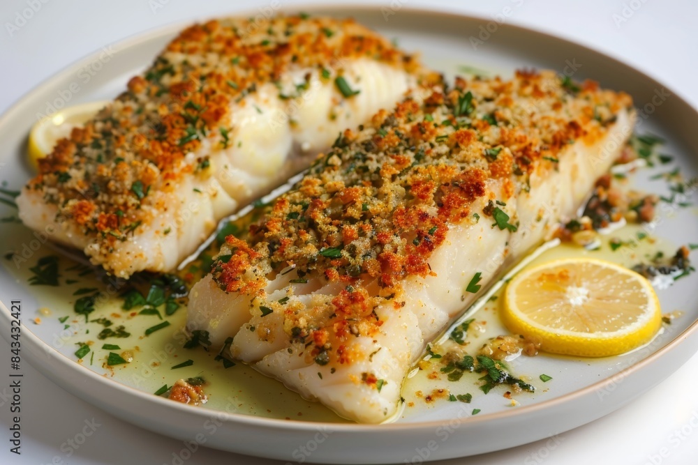 Gourmet Baked Seabass with Crunchy Garlic Butter and Herbed Crumbs Gourmet Baked Seabass with Crunchy Garlic Butter and Herbed Crumbs