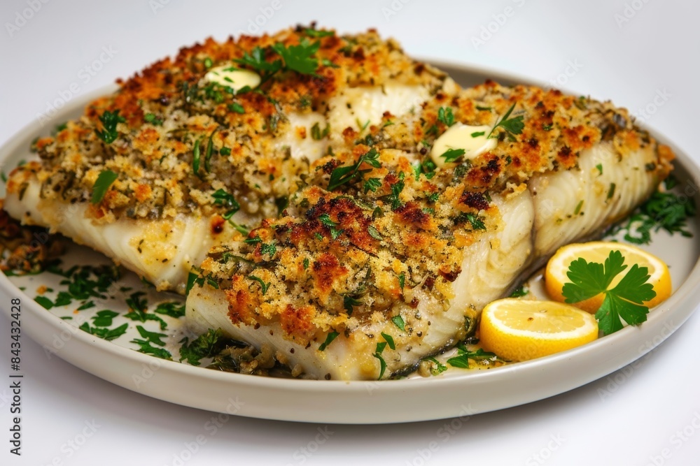 Homemade Garlic Butter Seabass with Crispy Herb Bread Crumb Topping Homemade Garlic Butter Seabass with Crispy Herb Bread Crumb Topping