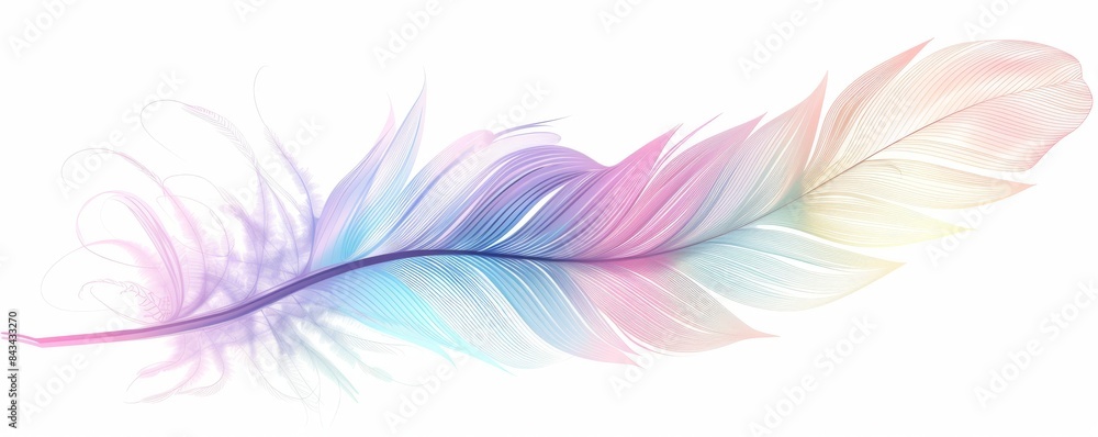 Beautiful rainbow feather illustration with soft pastel colors Beautiful rainbow feather illustration with soft pastel colors