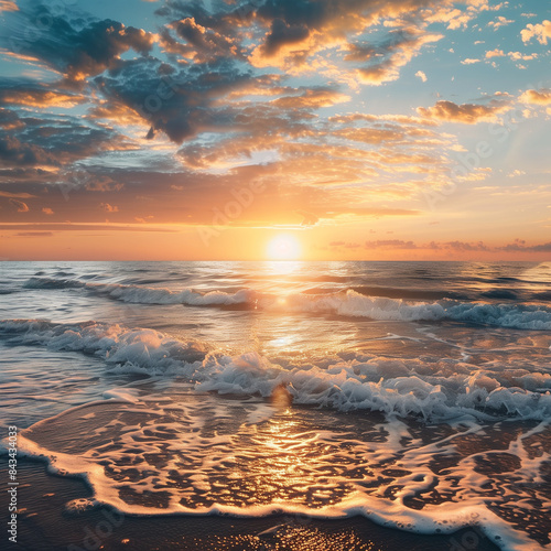 As the sun dips below the horizon, hues of crimson, orange, and gold paint the sky in a breathtaking display. 