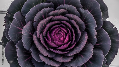 Decorative cabbage kale purple and green close up deatails from top view