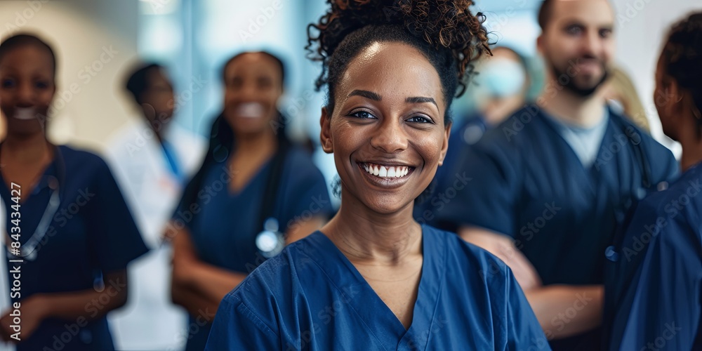 Smiling Female Doctor with Medical Team Smiling Female Doctor with Medical Team