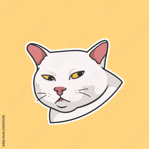 Cat Judging Meme Sticker Vector Cute Illustration