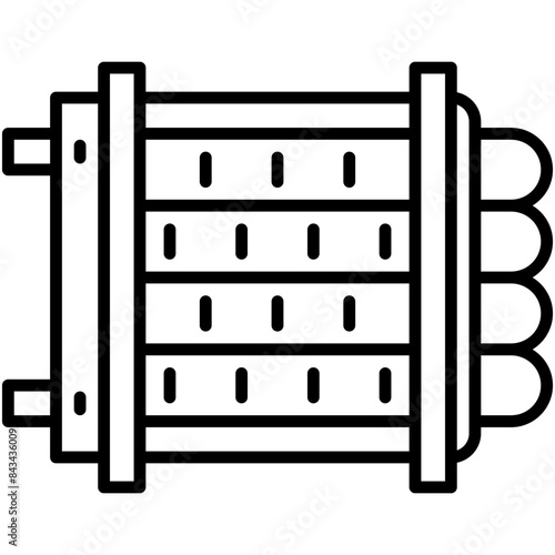 Heat Exchanger Icon. Electric Fan Radiator Pictogram Graphic Illustration. Isolated Simple Line Icon For Infographic, App and Web Button.