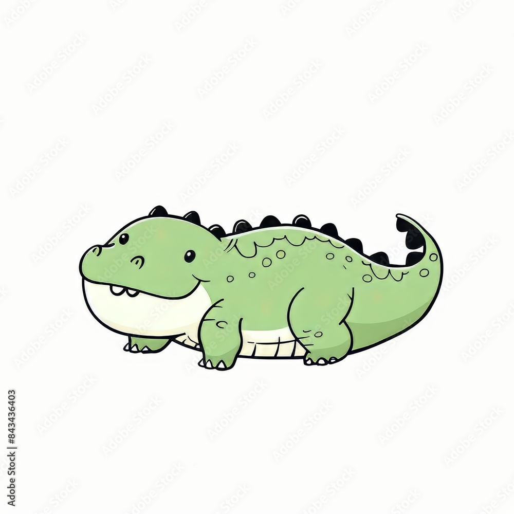 Fototapeta premium Green Cartoon Alligator Illustration
