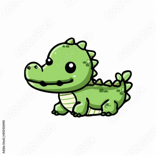 Green Cartoon Alligator Illustration