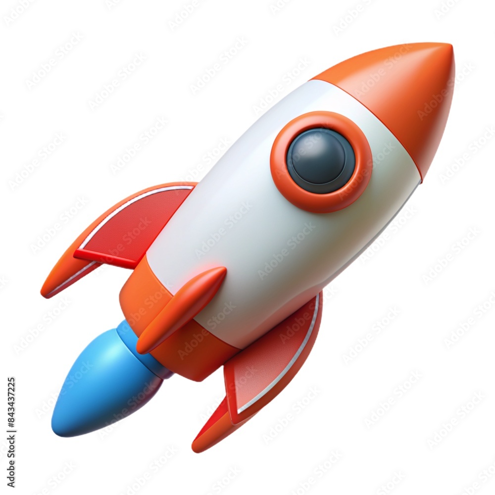 rocket isolated on white 3d cartoon style illustration rocket isolated on white 3d cartoon style illustration