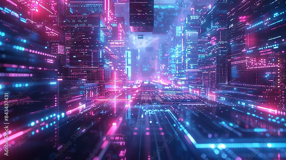 High-tech encryption keys hover in a dense, neon-lit data scape High-tech encryption keys hover in a dense, neon-lit data scape