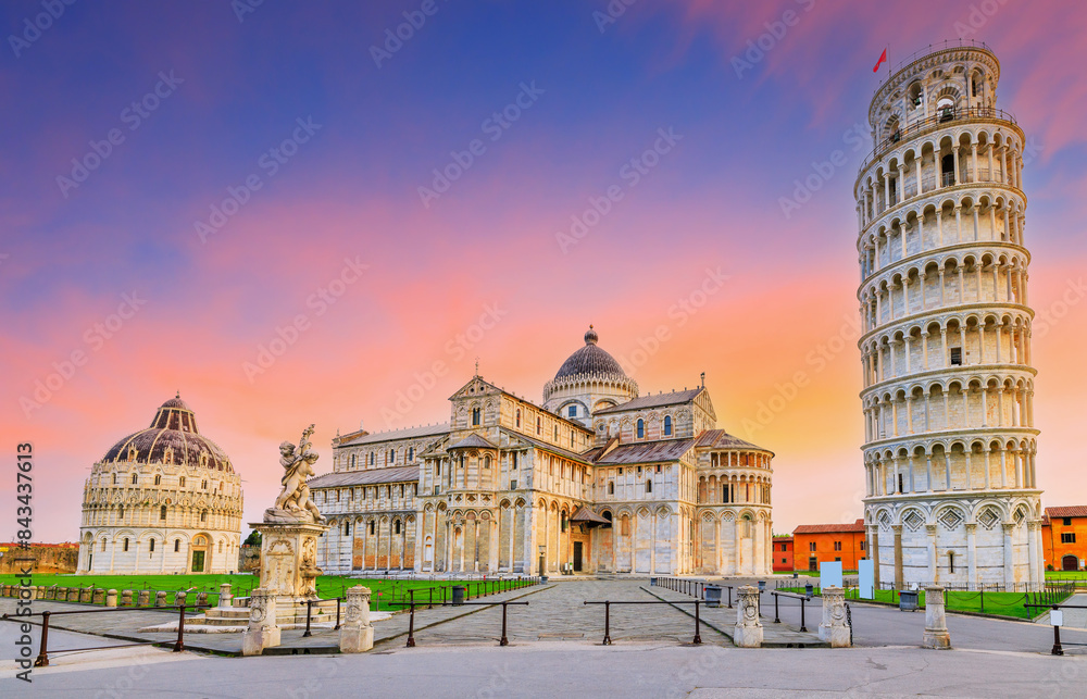 Leaning Tower of Pisa and Pisa Cathedral.