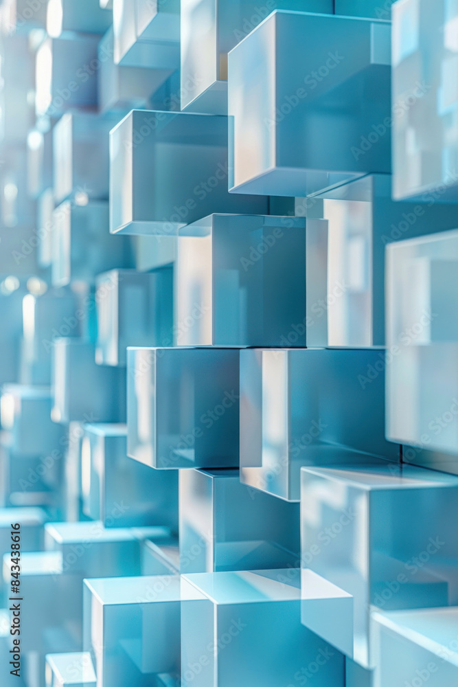 The impressive display of blue rectangular cubes beneath a bright azure sky is truly aweinspiring The impressive display of blue rectangular cubes beneath a bright azure sky is truly aweinspiring