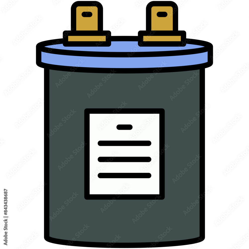 Capacitor Icon. AC Electric Motor Pictogram Graphic Illustration. Isolated Simple Filled Line Icon For Infographic, App and Web Button. Capacitor Icon. AC Electric Motor Pictogram Graphic Illustration. Isolated Simple Filled Line Icon For Infographic, App and Web Button.
