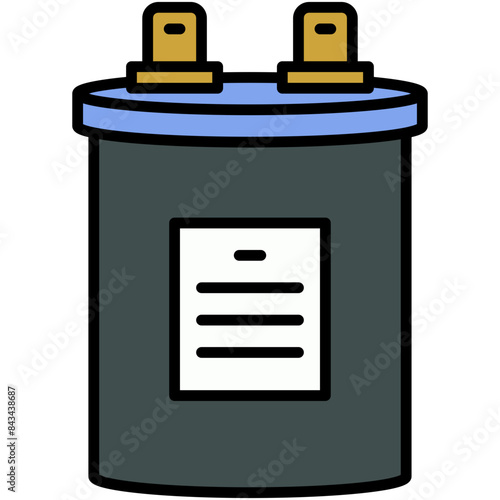 Capacitor Icon. AC Electric Motor Pictogram Graphic Illustration. Isolated Simple Filled Line Icon For Infographic, App and Web Button.
