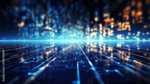 Elegant futuristic light and reflection high speed trails with grid line background. Futuristic template for Ads  banner  presentations  flyers  posters. Technology and futuristic concept
