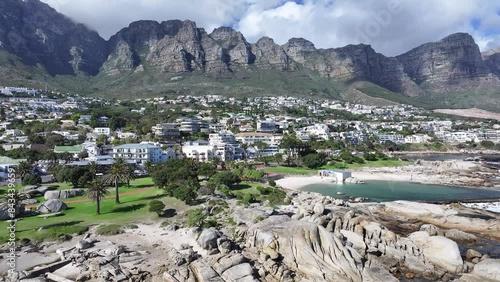 Camps Bay Beach At Cape Town In Western Cape South Africa. Table Mountain Landscape. Cityscape Scenery. Cape Town At Western Cape South Africa. Tourism Travel. Stunning Skyline.