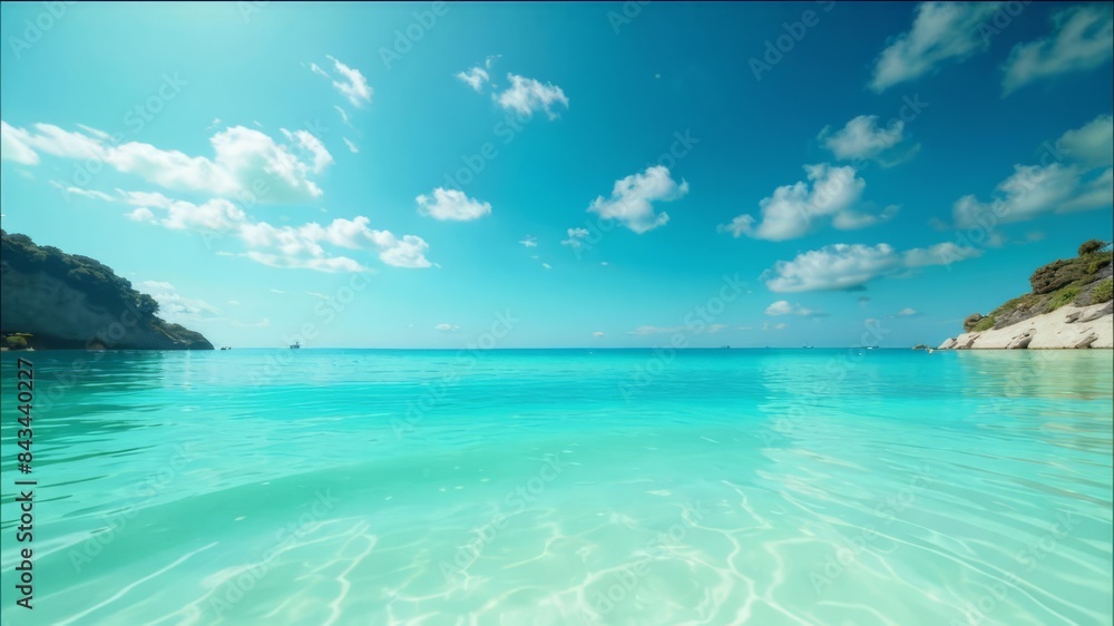 Fototapeta premium Background with clouds and clear sea water.