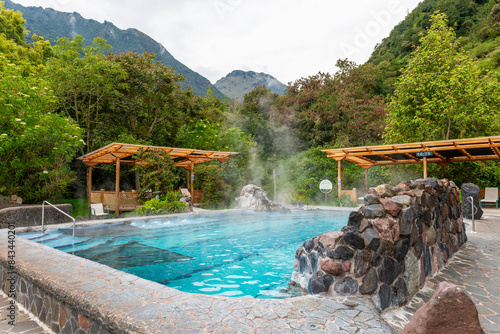 Papallacta hot spring spa pools near Quito, Ecuador.	