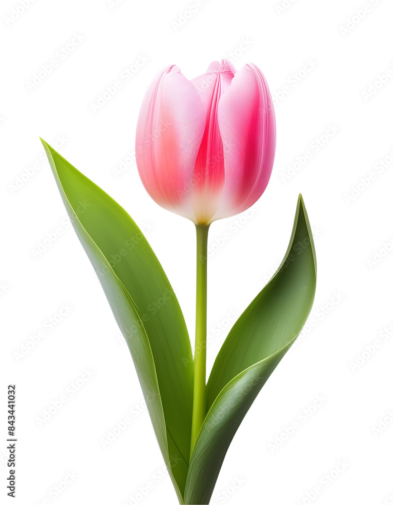 Single Orange and Pink Striped Tulip Flower on Transparent Background Single Orange and Pink Striped Tulip Flower on Transparent Background