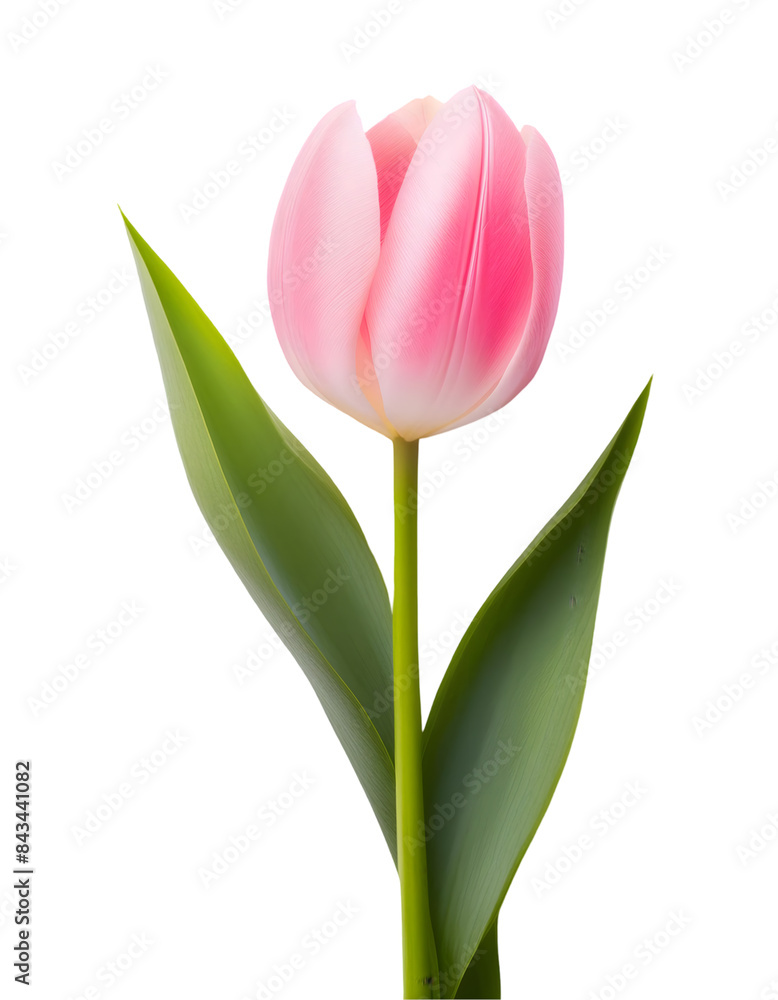Single Orange and Pink Striped Tulip Flower on Transparent Background Single Orange and Pink Striped Tulip Flower on Transparent Background