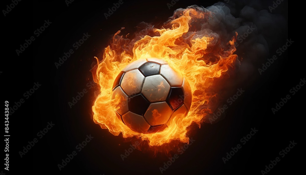 Fototapeta premium Fiery Soccer Ball in Motion