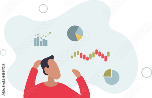 Businessman financial data analysis, economic and growth diagram, stock market exchange data,flat vector illustration.