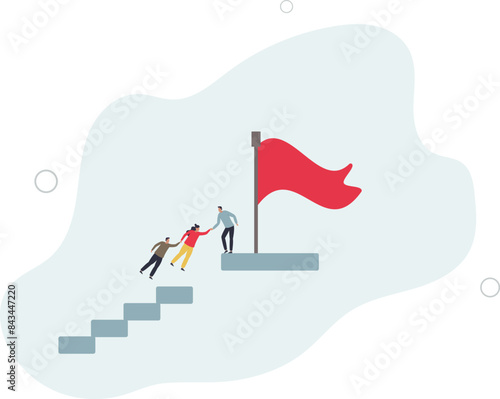 Team support help success, teamwork to progress and success together,flat vector illustration.
