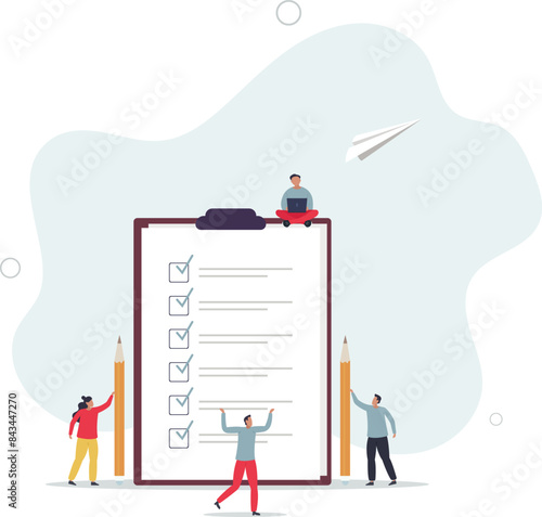 Checklist to complete project task,flat vector illustration.