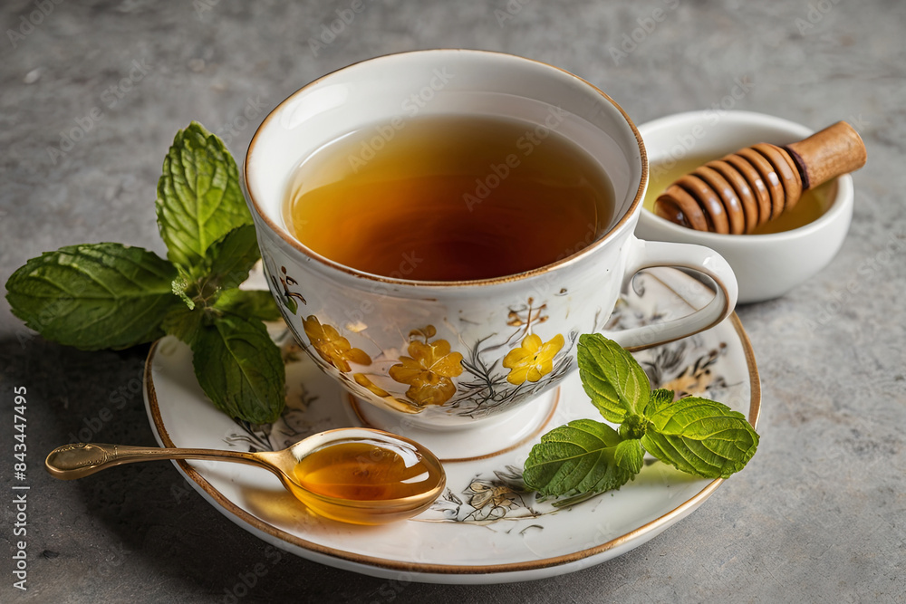 Refreshing herbal tea infused with mint and honey. A soothing and invigorating beverage for relaxation and wellness. Refreshing herbal tea infused with mint and honey. A soothing and invigorating beverage for relaxation and wellness.
