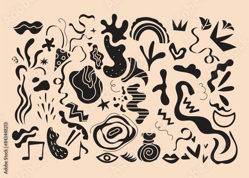 Collection of abstract  party, carnival, fun, active, festival with doodles, hype, dance, exciting, birthday, kid, illustration, elements, celebration, holiday, design, decorative, night