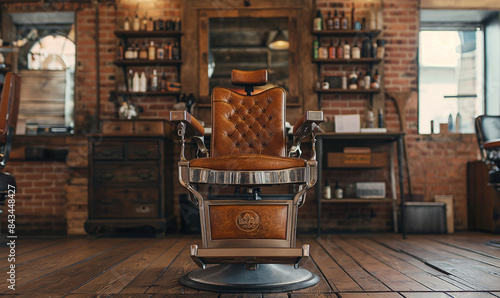 Barbershop. Interior of a stylish beauty salon, barbershop in dark brown colors. barber shop interior, for haircuts, hairdresser's workplace.