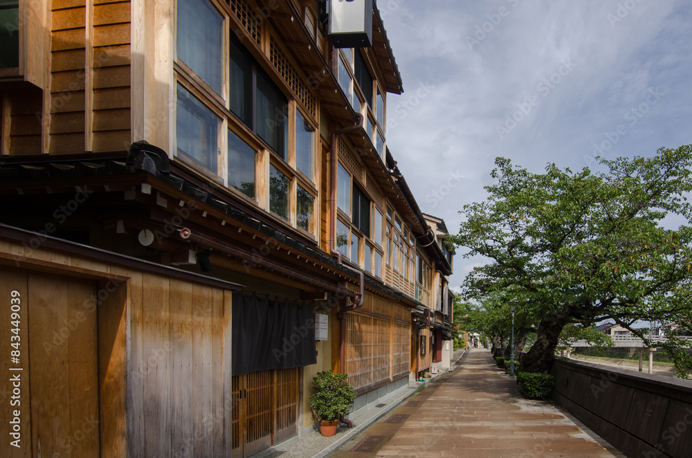 Traditional japanese houses in the river in Kanazawa Traditional japanese houses in the river in Kanazawa