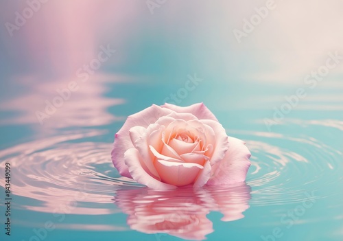 水面に浮かぶ一輪のバラの花