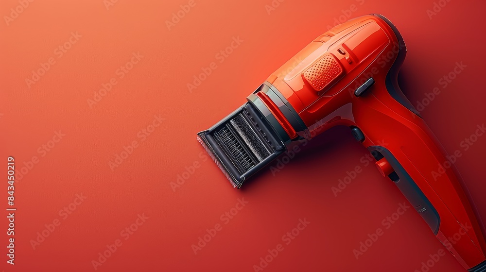 Hair straightener on orange background