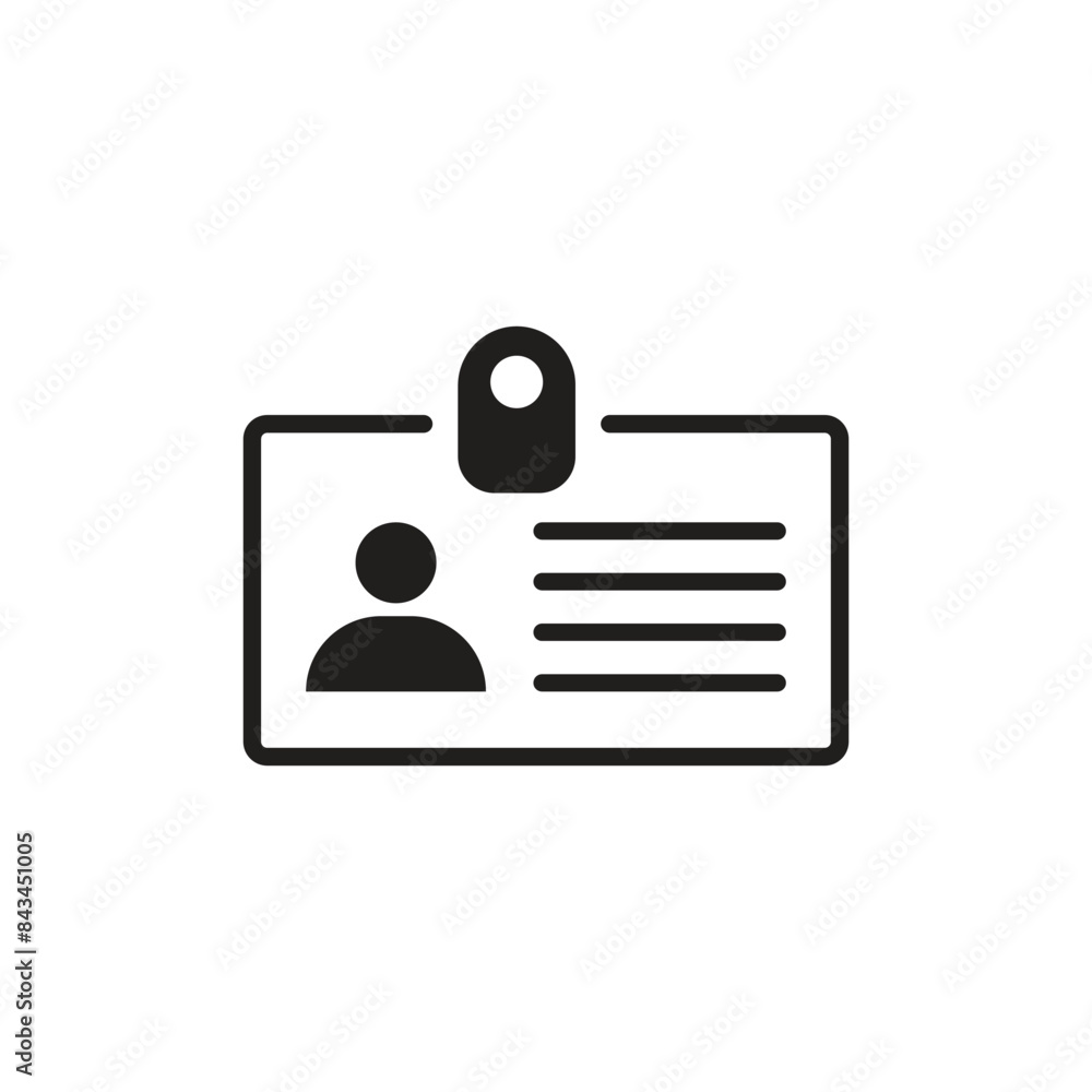 Driver license icon in flat style. Identification document vector illustration on isolated background. Profile card sign business concept.